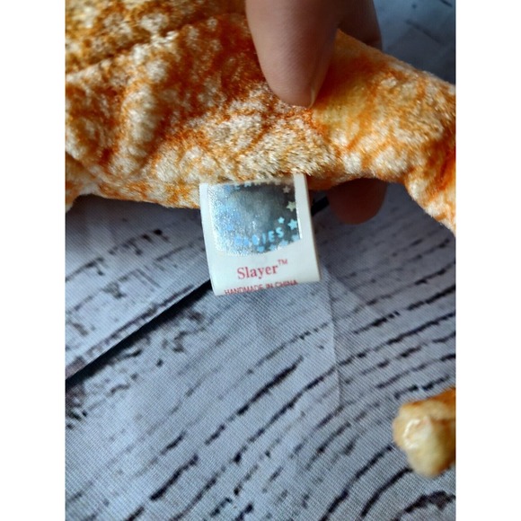 Ty Beanie Babies “Slayer” Dinosaur Orange And Gray with tag 2000 Vintage 12” - Picture 4 of 6